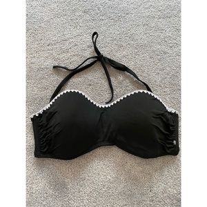 plain black bandeau bikini top w/ white detailing